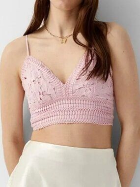 Love Tree Pink Crochet Lace Bralette Crop Top Size Medium